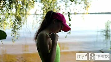 My18teen Adorable Skinny Girl Fingering Her Tight Pussy Outdoor