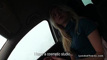 hitchhiker teen 18+ fucks huge dick in car