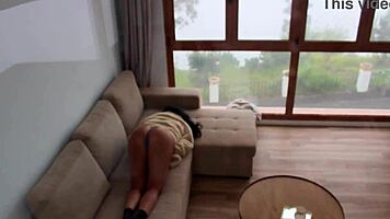 Wow, the Latina's natural tits bounce while riding the big cock in doggystyle!