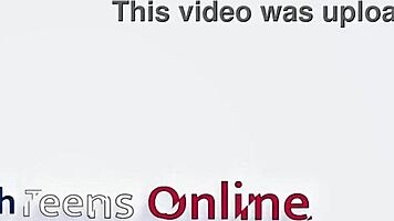 College student panty stuffing in lingerie uniform.