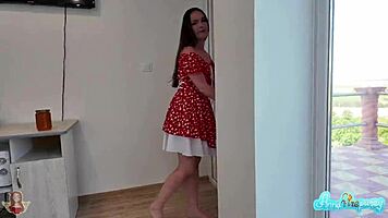 brunette village beauty gets creampie on ranch