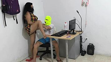 A Dirty Neighbor Comes To Ask Her Neighbor For Cock And Acts Like A Snail