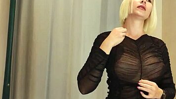 hidden camera catches blonde upskirt in fitting room