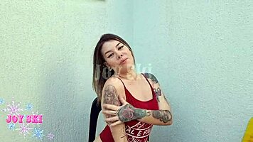 two latina girls explore lesbian fun outdoors with shaving and kissing