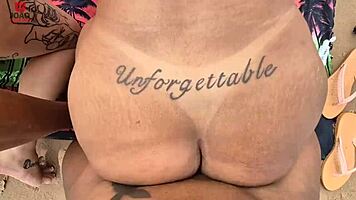 nudist beach orgy ends with teen blowjob threesome outdoor.