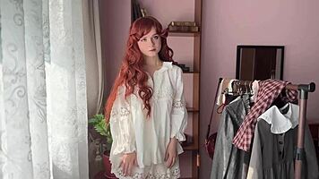 library girl in cute stockings and lingerie