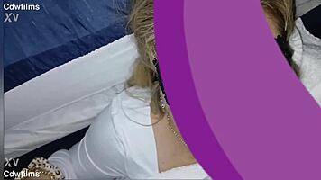 Young woman lets cum on face