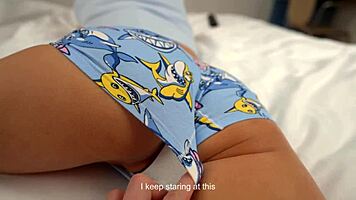 Busty teen sister dirty talks during POV fucking