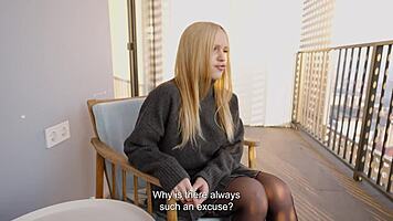 Sexy Blonde Cheats With Tv Handyman While Husband's In Bathroom!