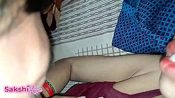 Desi fucks milf in bedroom, big tits press and rub nipples on dick at night 😍