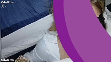 Young woman lets cum on face