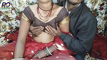 I enjoy great sex with her in red saree, squeezing boobs and ass fucking