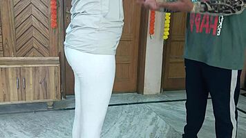 teen tricked into getting naked for personal trainer and sucking his cock morning yoga class with sexy student