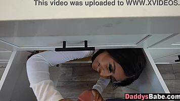 Teen Step Daughter Sucks Step Dad Behind Step Mom's Back