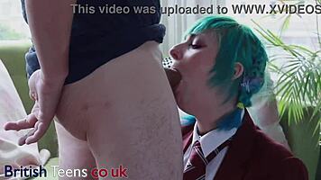 alt goth girl gets her pussy eaten and sucks massive dick with a facial