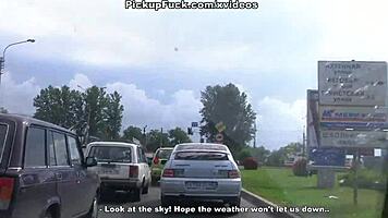 a young horny girl experiences passionate car sex outdoors