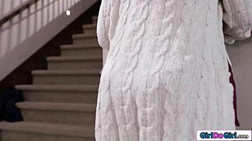 Tattooed Waitress Gets Strapon Fucked Hard