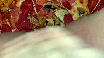 Saudi amateur Arabian Snow White in Los Angeles kinky fetish masturbation with pizza chocolate ice cream fruits