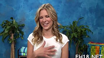 I, an attractive European teen, feel my pussy and mouth roughly screwed during a sensual nuru massage.