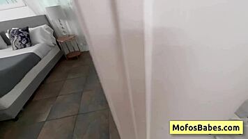 lovely teen brunette with nice natural big boobs banged from behind in bathroom - gaby ortega jmac