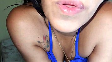 Latina teen explores her pussy alone with intense orgasm