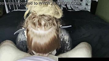 Cute goth cosplayer gets facefucked by a big dick guy