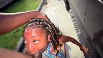 trucker married girl sucks my dick in the parking lot like a lot lizard she a truck stop slut