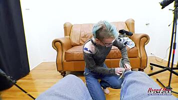 Exotic skinny coed fingers her shaved pussy and sucks a cock