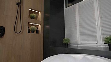 wet t-shirt pussy fuck in shower pov