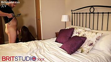 British teen sucks dick and gets fucked in lingerie