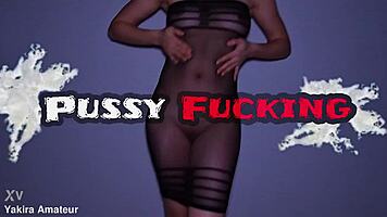 hot milf rubbing huge cock with her hairy pussy 😈