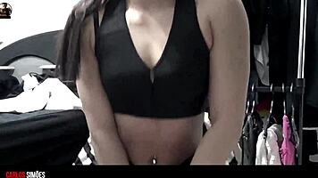 young latina babe flashing her sexy ass in lingerie 😏