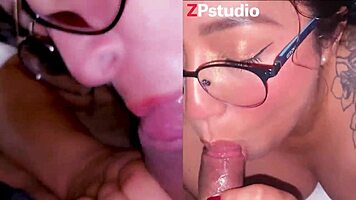 Two sluts sucking cock for money, Dafri and Samy swallowing cum