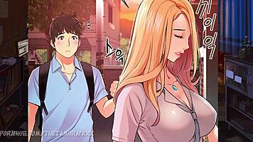 Does the teen loser fuck his hot blonde friend and cum inside her shaved pussy?