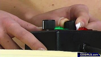 two amateur teen 18+s play with the sybian, experiencing first time orgasms on the machine