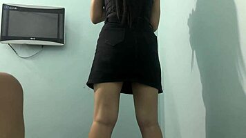 College Girl's Ass Workout In Skirt