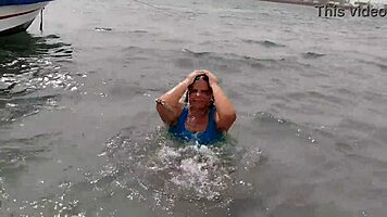 Latina beauty with big ass enjoys beach fun