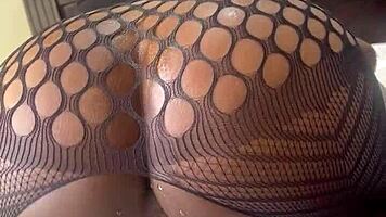 Petite bubble butt babe spreads wet pussy solo