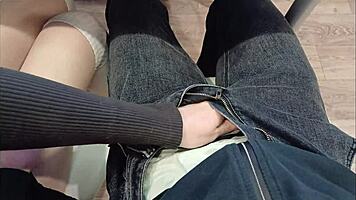 Jerked off classmate's cock during lecture!