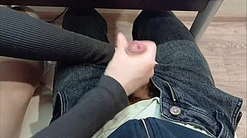 Jerked off classmate's cock during lecture!