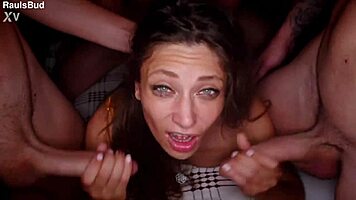 gangbang to our friend she couldn't stand the three normal cocks