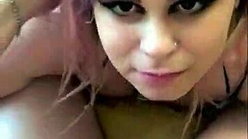 goth babe shows apartment with dick in mouth