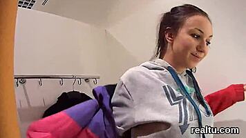 adorable czech kitten gets seduced in the hypermarket and drilled in pov