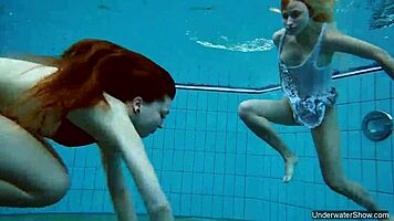 Two hot lesbians in the pool