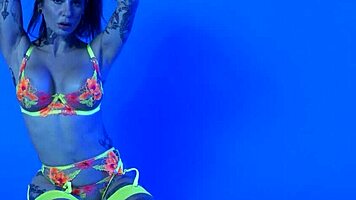 Petite busty milf joanna angel specifically slips out of her colorful neon lingerie