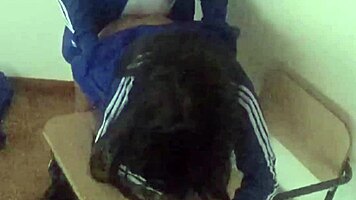 Hot student takes private lessons from classmate, losing innocence in classroom fucking.