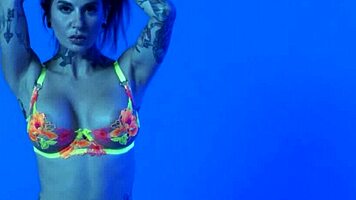 Petite busty milf joanna angel specifically slips out of her colorful neon lingerie