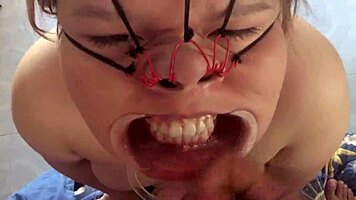 I fuck her face and cum on her nose.