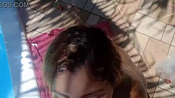 Huge Young Pussy Pegged By Dildo At Poolside