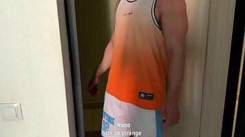 Wrong door a friendly neighbor invite me in her apartment rough fuck with cum on face